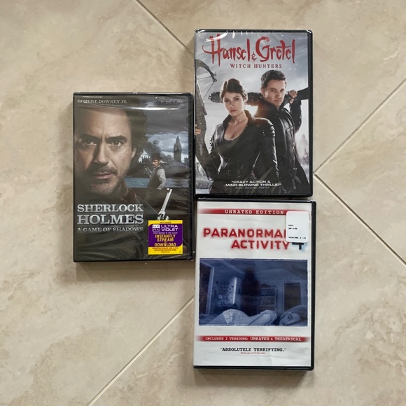 Sealed New DVDs Sherlock Holmes  Hansel & Gretel  Paranormal Activity - Picture 1 of 8